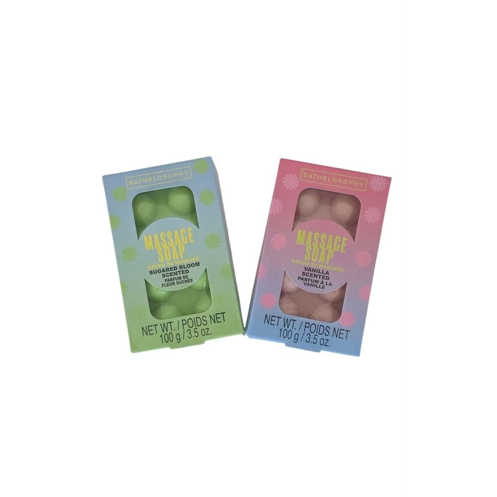 Bathelosophy Massage Soap Vanilla & Sugared Bloom 3.5 oz.Lot Of 2